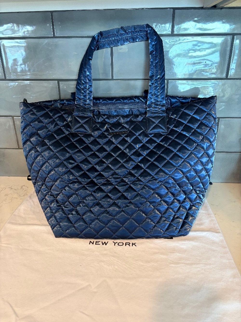MZ Wallace Midnight Liquid Medium Metro Tote Deluxe EUC
